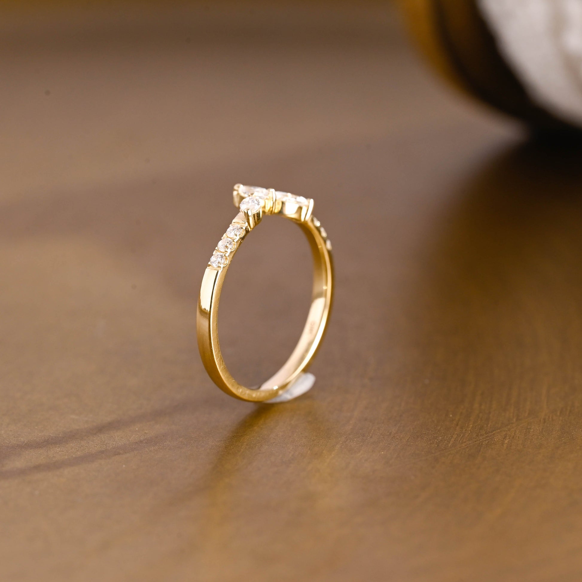 SquareJewelry women's wedding ring Solid Gold Curved Marquise Cut Moissanite Wedding Band