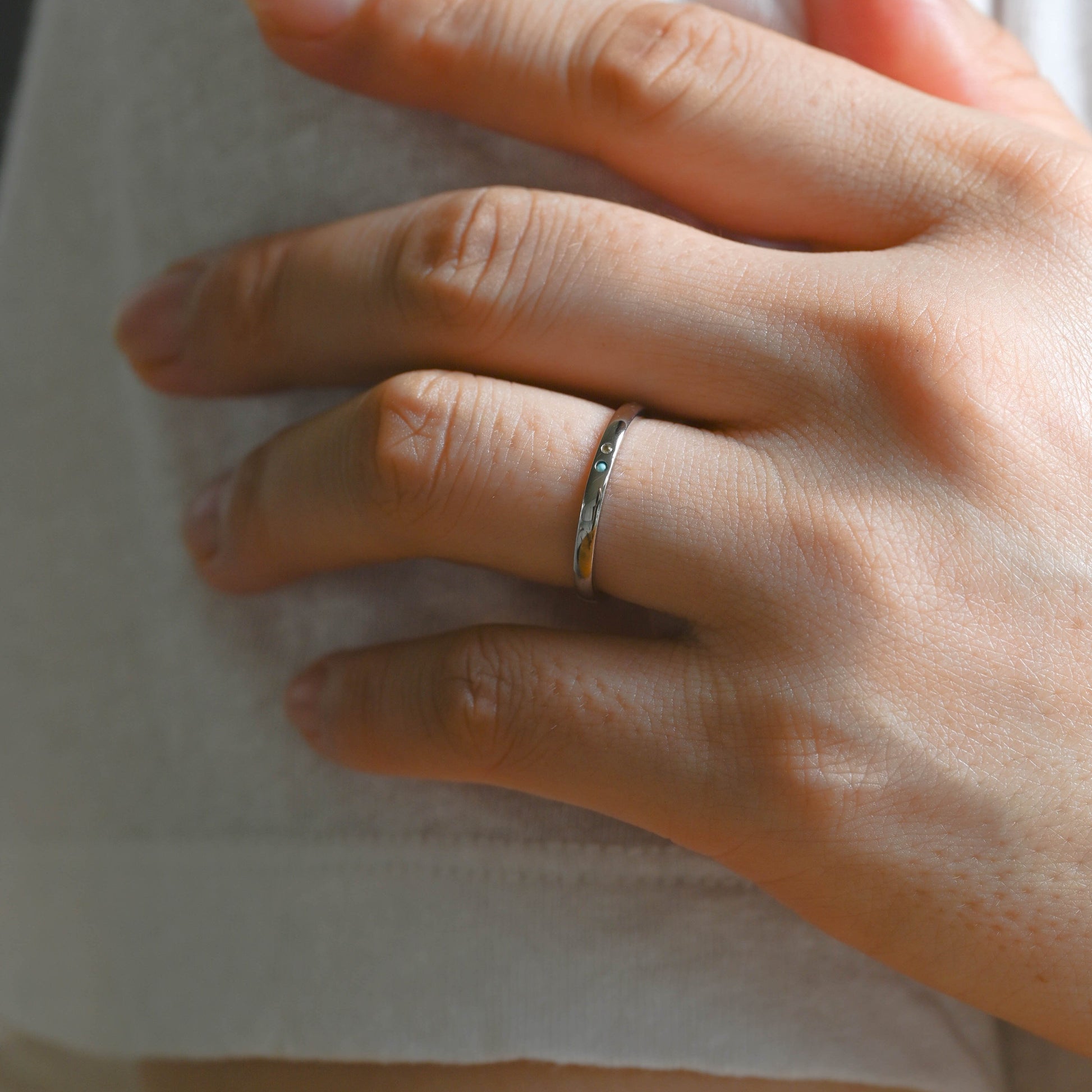 SquareJewelry women's wedding ring Solid Gold Round Cut Citrine & Turquoise Wedding Band