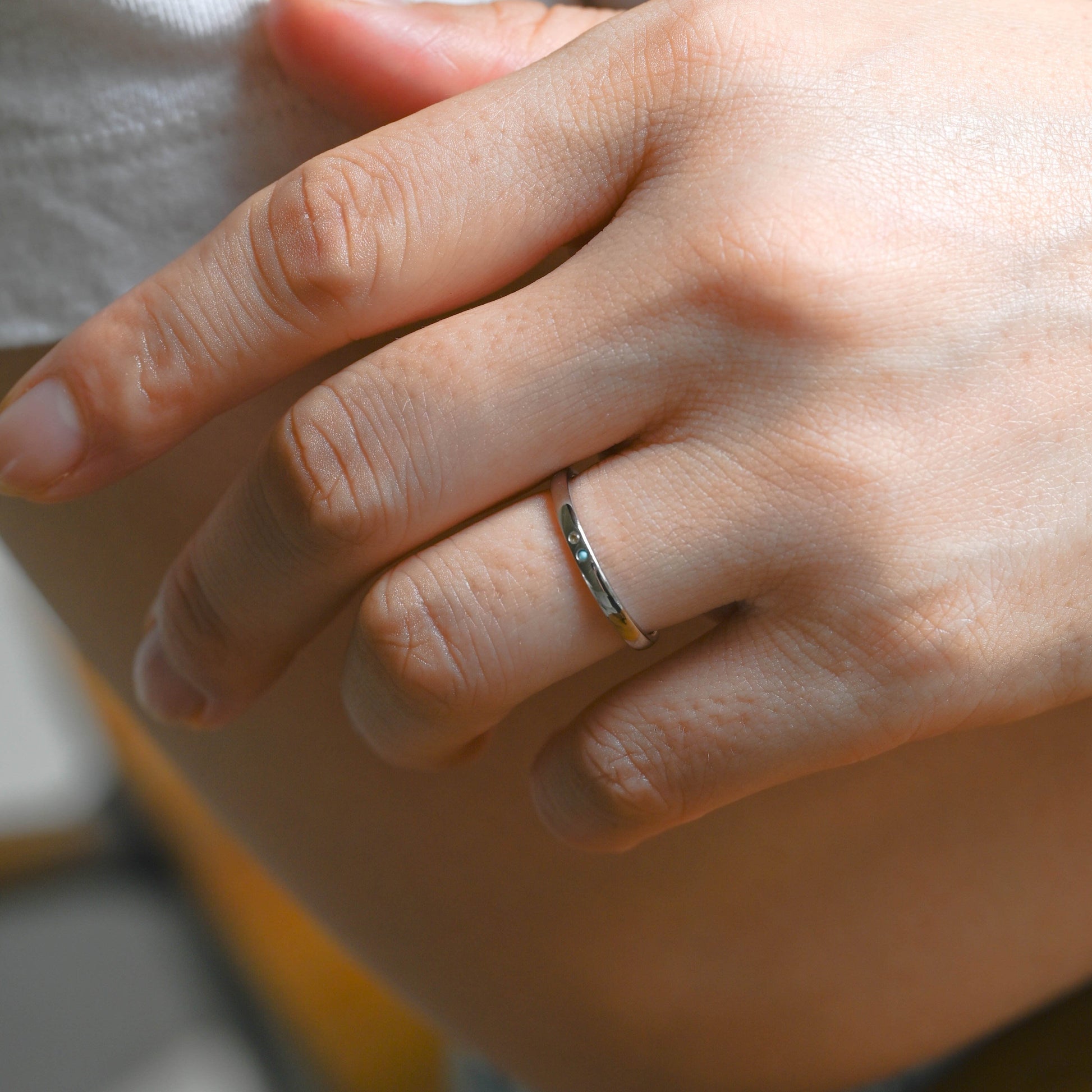 SquareJewelry women's wedding ring Solid Gold Round Cut Citrine & Turquoise Wedding Band