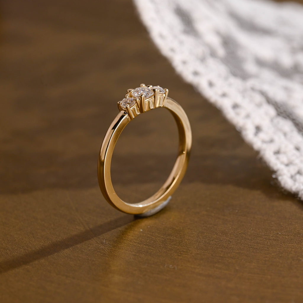 SquareJewelry women's wedding ring Solid Gold Round Cut Moissanite Wedding Band