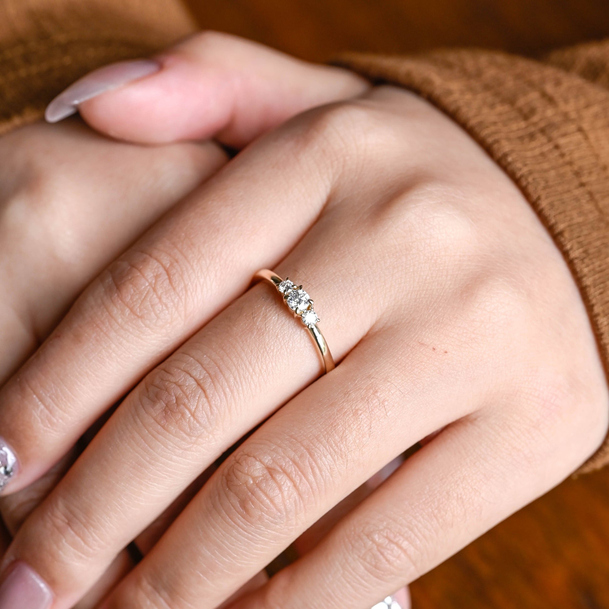 SquareJewelry women's wedding ring Solid Gold Round Cut Moissanite Wedding Band